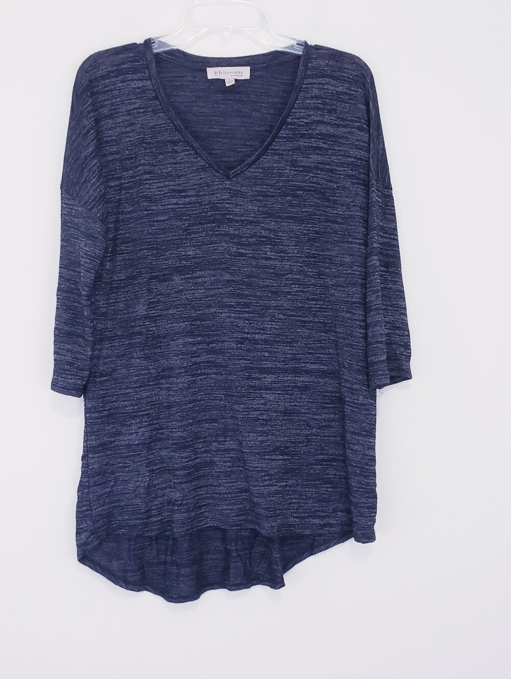 Philosophy Dark Gray Jersey Knit V Neck Tunic Top Blouse Size Large